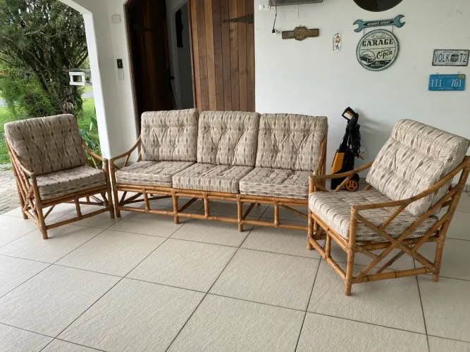 CONJUNTO SOFÁ CANA DA ÍNDIA