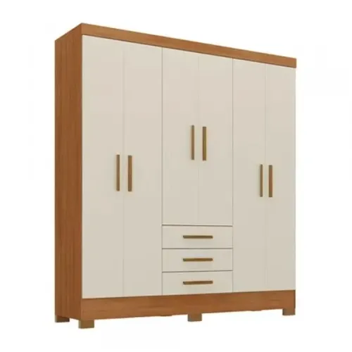 GUARDA ROUPA CASAL RODIAL 6 PORTAS 3 GAVETAS C/ PÉS 