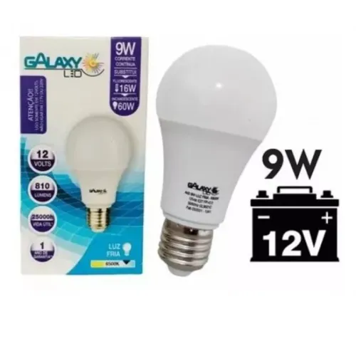 Lâmpada de Led 9w 12v bateria painel solar