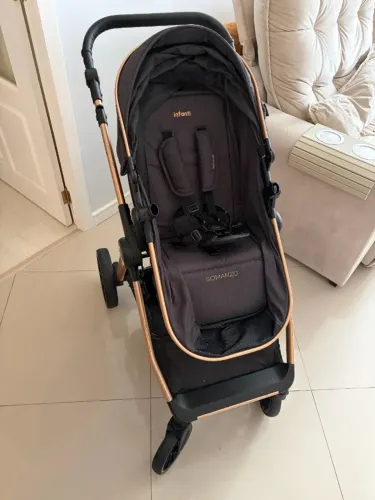 Travel System Infanti Romanzo Trio com Base ISOFIX - preto e bronze - carrinho de bebê