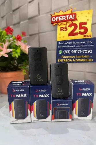 Controle para motor de portão de garagem Garen TX Max 2 botões 433 MHz, temos para pronta 