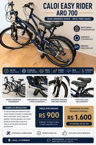 2 BICICLETAS CALOI EASY RIDER SEMI-NOVA