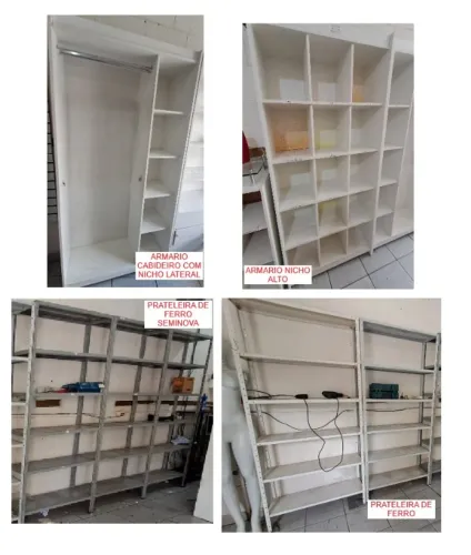 Lote de móveis usados para loja