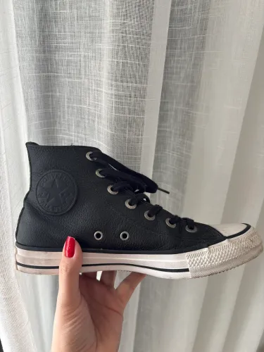 Tênis All Star Chuck Taylor Couro Cano Alto Preto