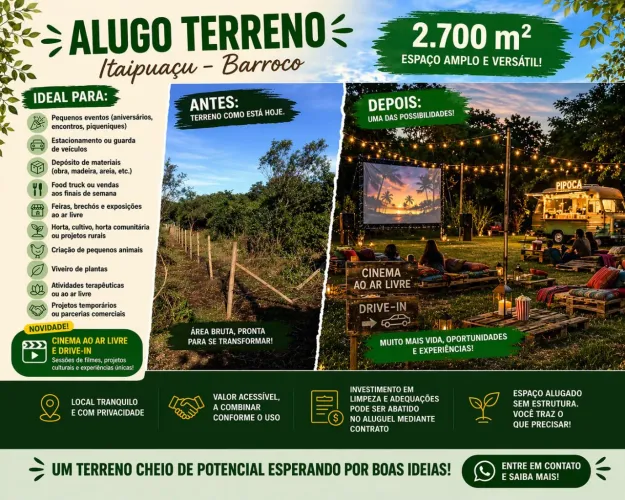 Alugo terreno em Itaipuaçu (Barroco) - ideal para eventos pequenos ou uso diverso