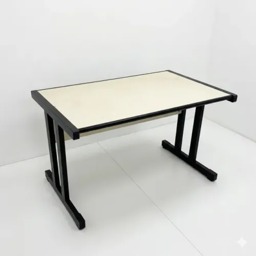 Escrivaninha Madeira Clara / Bege e Preto - Estrutura Firme - 1,06m