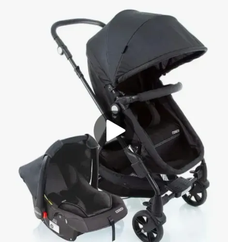 Carrinho de Bebê Cosco Travel System Duo Poppy - Preto Mescla