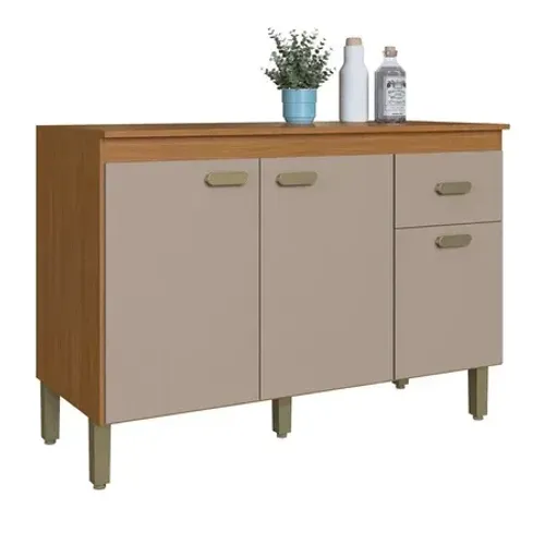 Balcão de Cozinha 120 Cm 3 Portas 1 Gaveta 6226.9 Freijó/camurça - Indékes