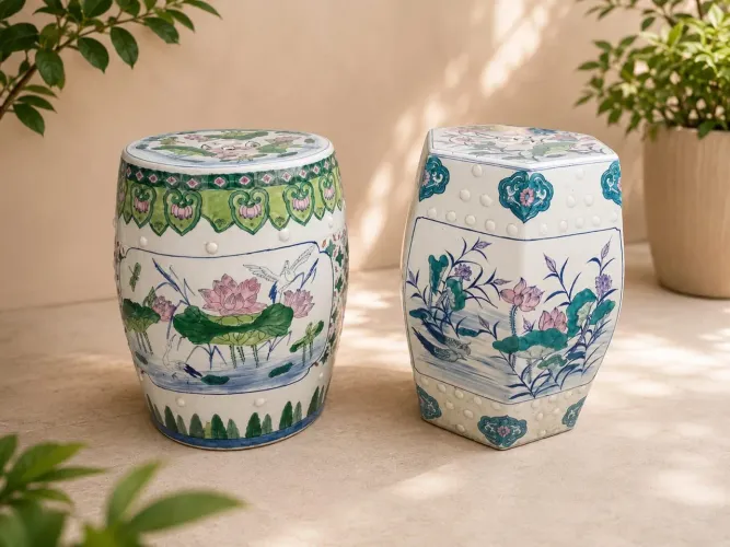 Lindo par de bancos( garden seat) porcelana Chinesa Vintage anos 80