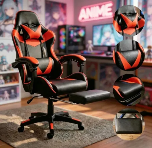 Cadeira Gamer Giratória Reclinável Com descanso