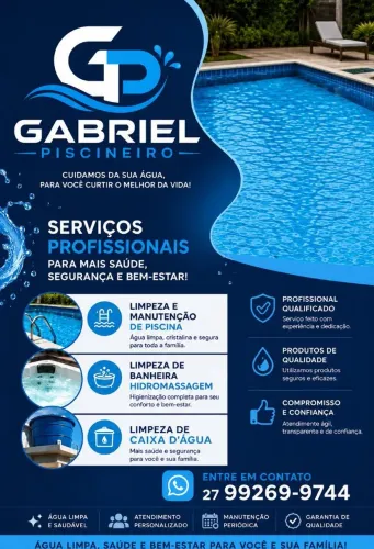 Limpeza e manutenção de piscina, banheira hidromassagem e Caixa d'água 