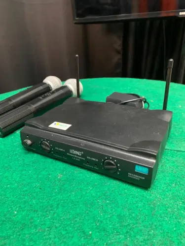 Lelong-906 Microfone Sem Fio Duplo Uhf 50 Metros 