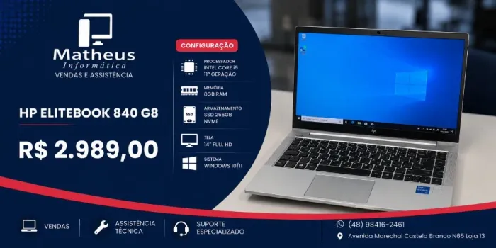 NOTEBOOK HP ELITEBOOK I5 COM GARANTIA EM ATE 10X