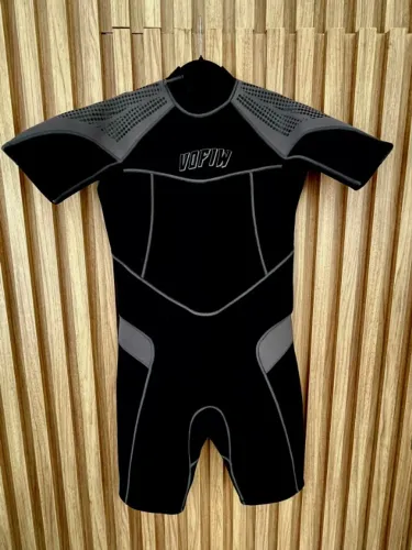 Short John 3.2mm Preto e Cinza - NOVO