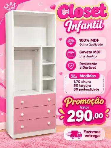 Closet infantil na promoção