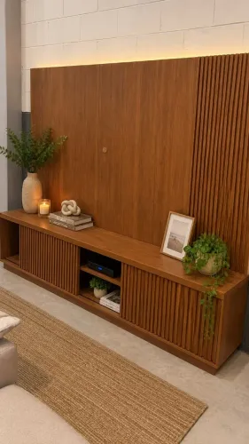 Rack Ripado com Painel Nature ÚLITMA PEÇA