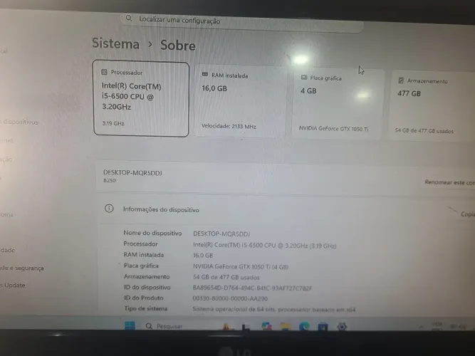 Computador game core i5 6* geração 16gb ram ddr4 ssd 512gb gforce 1050 4 gb