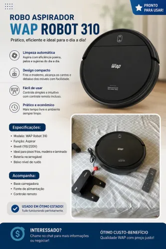 Robô Aspirador WAP Robot W310 - Excelente Estado!