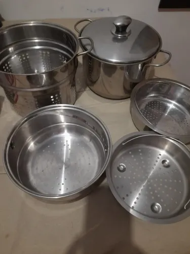 Jogo de Panelas a Vapor Rochedo Inox 22 cm - Completo