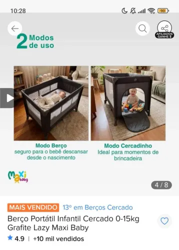 Berço de bebê semi novo usado poucas vezes