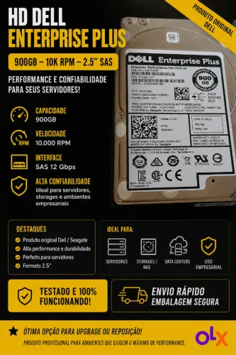 HD Dell Enterprise Plus 900GB SAS 10K Original p/ Servidor