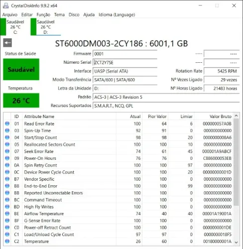 HD Externo 6TB Seagate Expansion USB 3.0 (Saúde 100% / Pouco Uso)