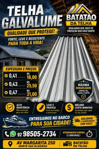 Cobertura de Qualidade com Preço que Cabe no Seu Bolso! telha galvalume