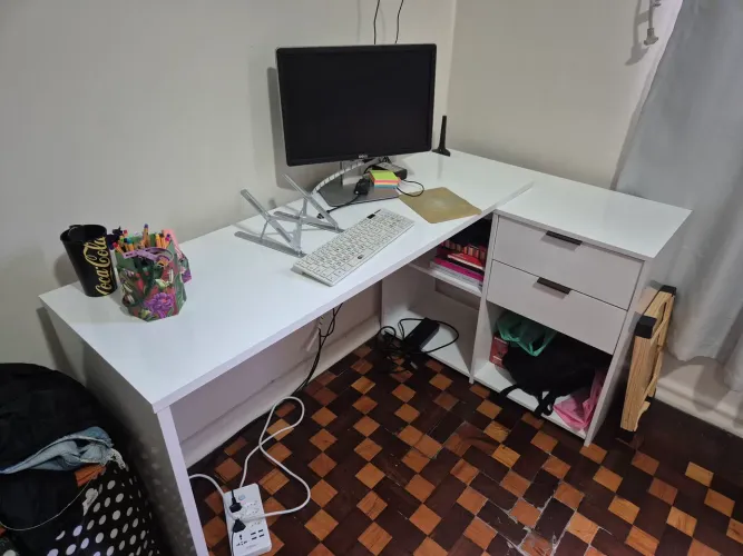 Mesa escrivaninha escritório branca