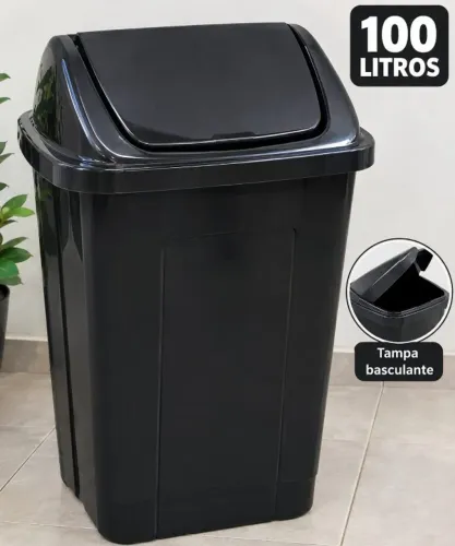 LIXEIRA DE 100L COM TAMPA BASCULANTE
