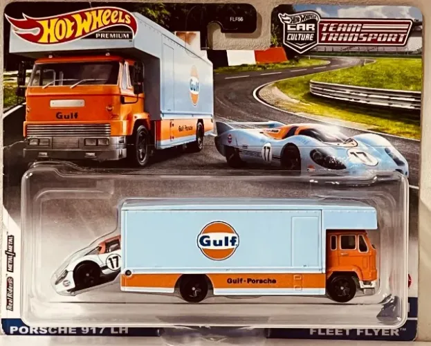 Hot Wheels Premium Team Transport Porsche 917 LH Gulf + Fleet Flyer 1:64 #41
