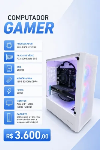 Computador gamer com monitor incluso
