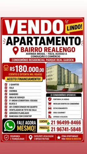VENDO APARTAMENTO EM REALENGO