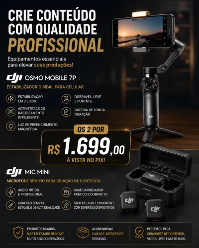 DJI Osmo Mobile 7P + DJI Mic Mini ? Kit Completo para Criadores