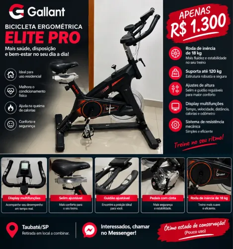 ? BICICLETA ERGOMÉTRICA GALLANT ELITE PRO - R$ 1.100