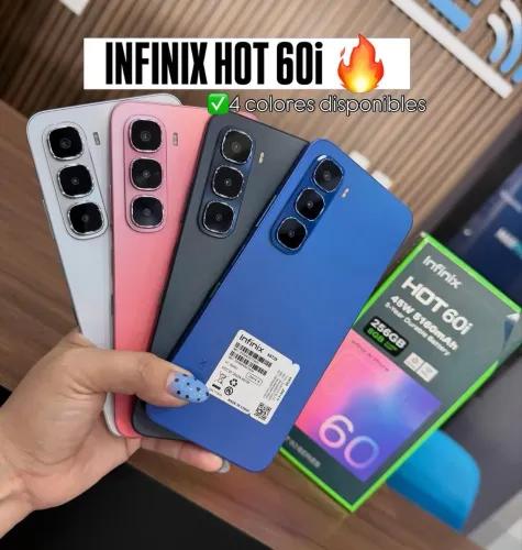 Infinix Hot 60i 4GB+4GB RAM(virtual expandida) 256GB , Bateria 5160mAh, Carreg. 45W Botão