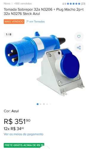 Tomada sobrepor pra maquinas 