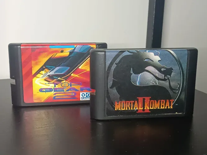 2 CARTUCHOS MEGA DRIVE PARALELOS TOP GEAR E MORTAL KOMBAT 2