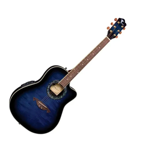 Violão Eagle Ch306 Fibra Aço Semifolk Elétrico 5 Controles Cutway Afinador Azul Sombreado<br>