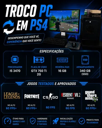 Pc Gamer troco em Ps4
