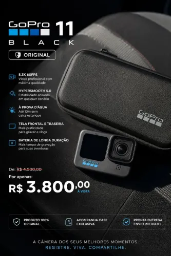 GoPro11 Black Original + Kit Completo de Acessórios