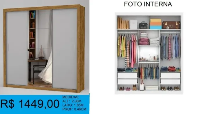 Guarda roupa com porta de correr