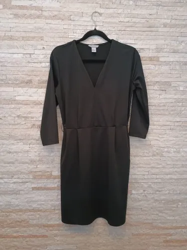 Vestido Preto H&M Tam 40 , Curto - Manga 3/4 com Decote em V (Impecável)