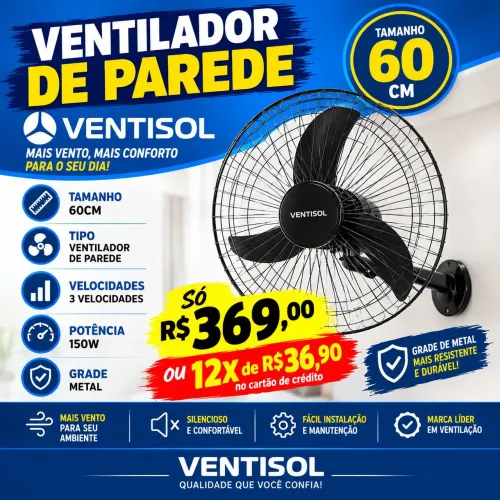 Ventilador de parede 60cm