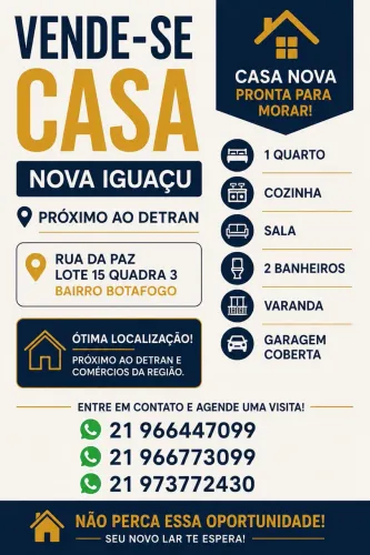 ? Casa à Venda no bairro Botafogo -Nova Iguaçu- Próxima ao Detran Pronta para Morar!
