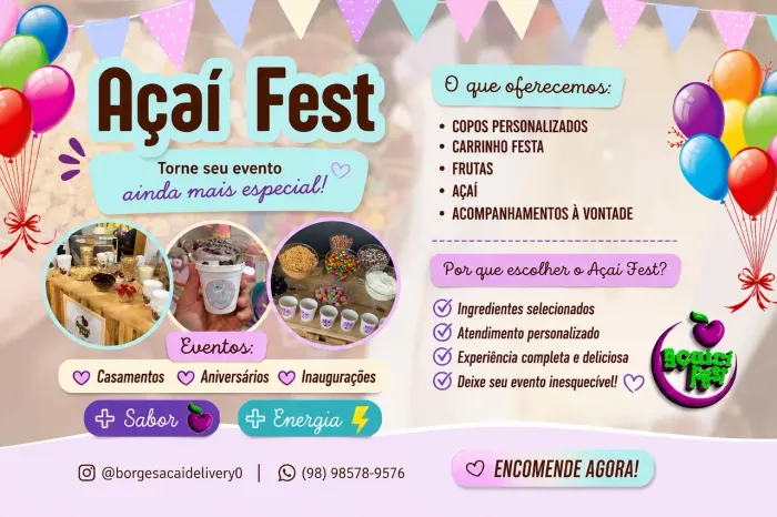 Acai para eventos - estação de açaí - açaí Fest