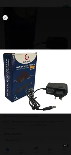 Fonte de alimentação 12v 1A cabo
