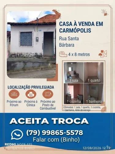 Oportunidade !!! Casa em Carmópolis/ Terreno em Maruim.