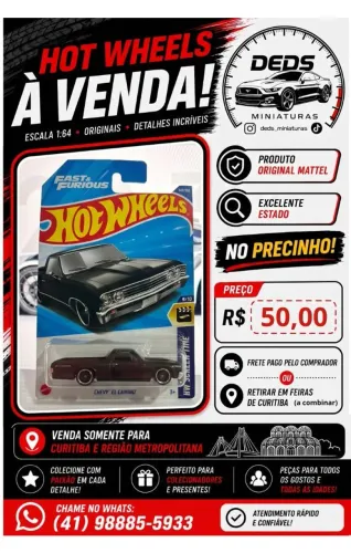 HotWheels Chevy El Camino Velozes e Furiosos - Original Mattel (Novo no Blister)