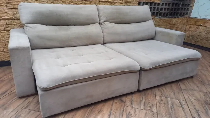 Entrego: Sofá Retrátil e Reclinável 2.70m de largura Dunelli by Pilow top e molas 