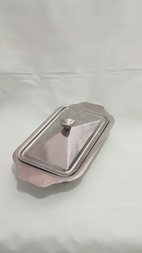 Manteigueira Vintage em Inox com Tampa Decorativa